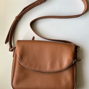 Quince Tan Leather Foldover Crossbody Bag